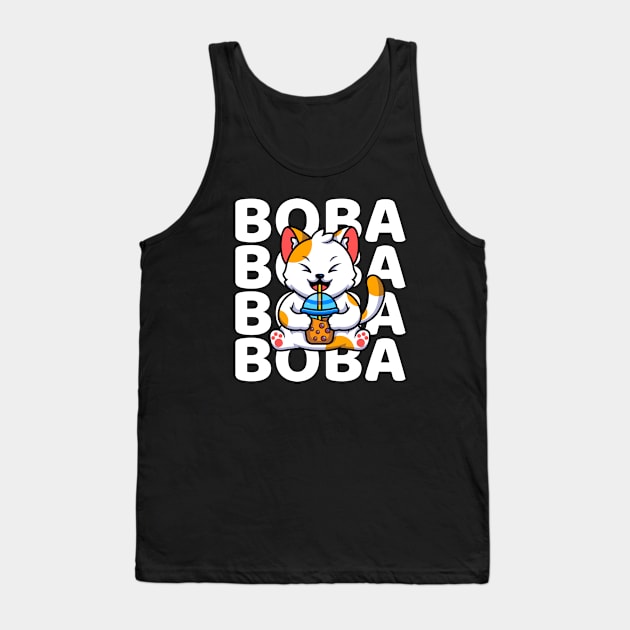 Boba Cat Tank Top by Illustradise